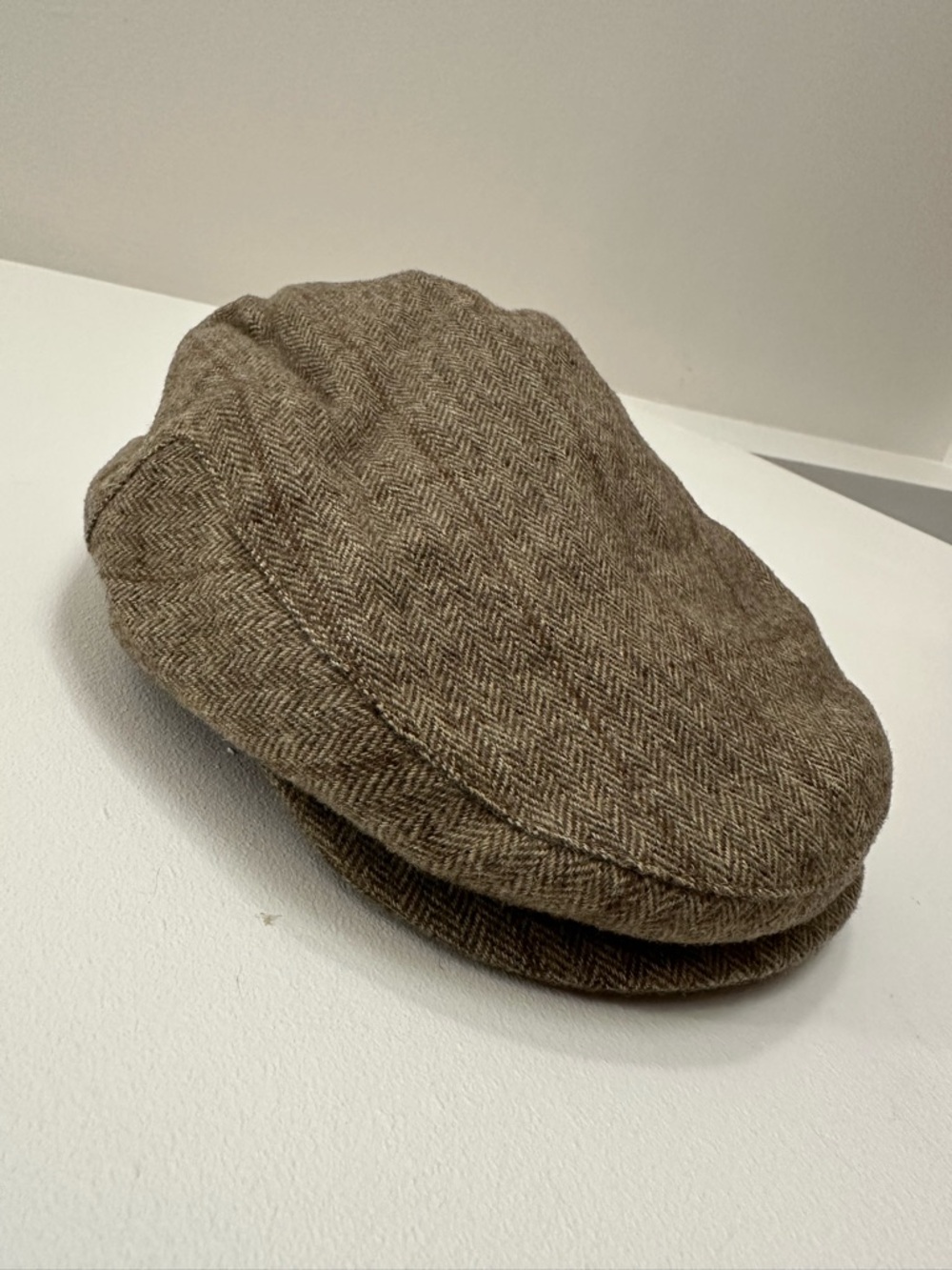 Amicale 100% Camel Hair Newsboy Cabbie Hat Sz S/M Brown Tweed Cap Peaky Blinder